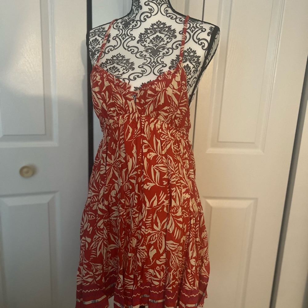 Angie Orange and White Sleeveless Sundress Mini